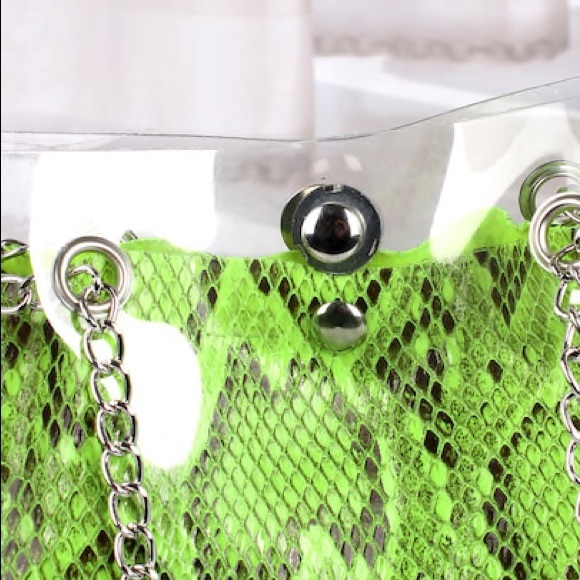Transparent Neon Lime Snake Handbag - Picture 6 of 8